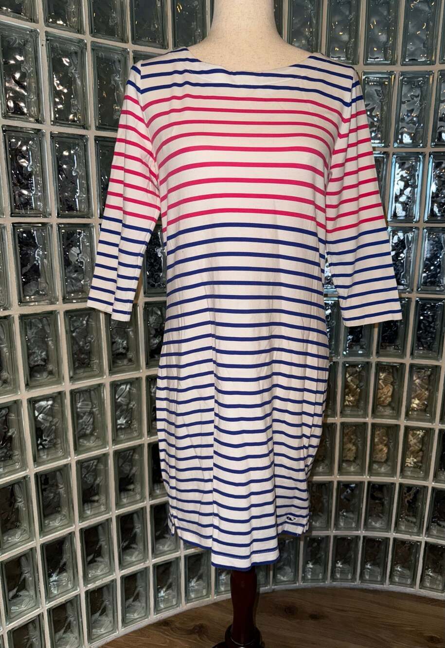 Vineyard Vines Nautical Striped 3/4 Sleeve Shirt Dress  - size Medium - OA